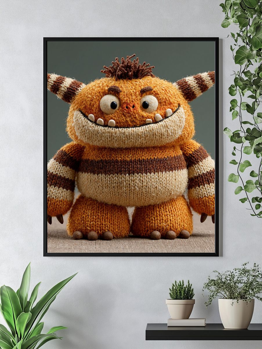 Knitted Monster Portrait Print. — room view 4