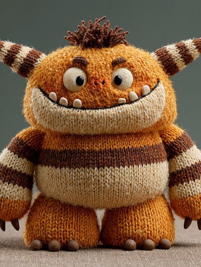 Knitted Monster Portrait Print. poster
