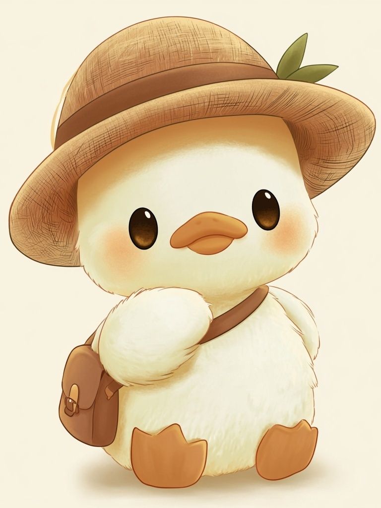 Cute Duck Explorer Illustration Poster. poster detail