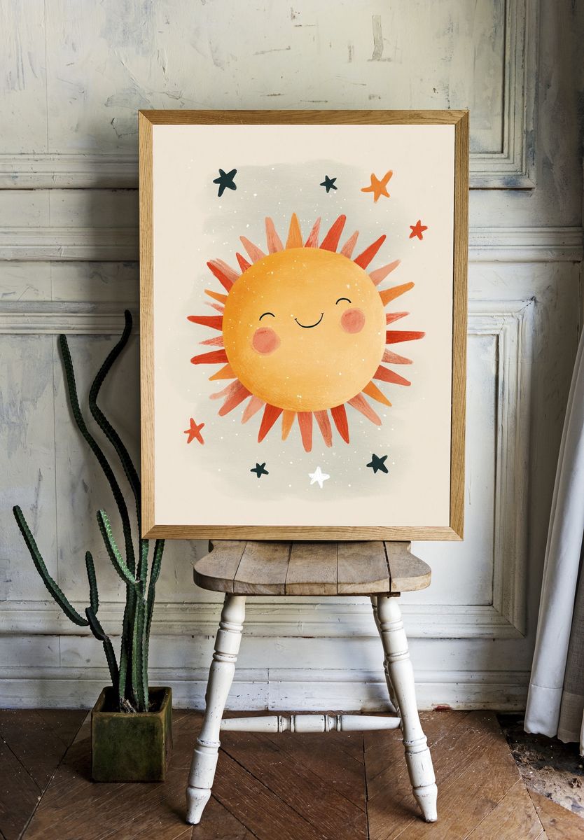 Smiling Sun Nursery Print room preview