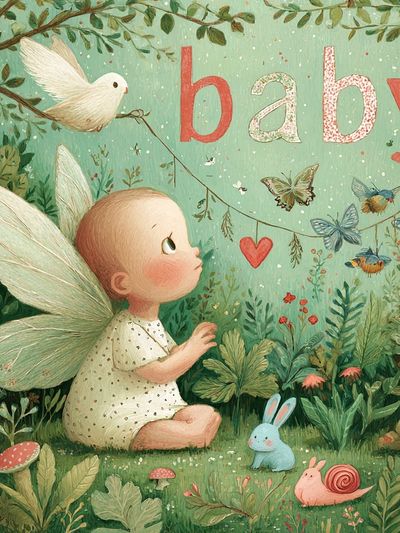 Baby Fairy Garden Illustration Poster. poster print
