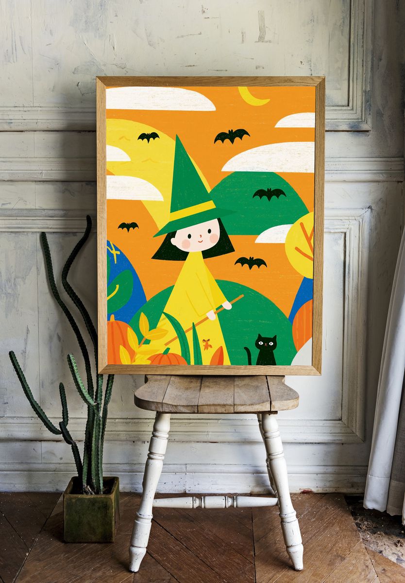 Halloween Witch Kids Poster. room preview