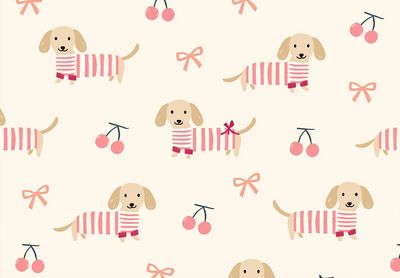 Dachshund Cherry Pattern Poster. poster