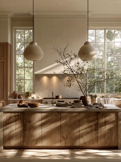 Sunlit Neutral Kitchen Interior Print. poster