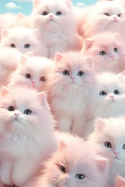 Fluffy Kittens — Cute Illustration Print. poster print