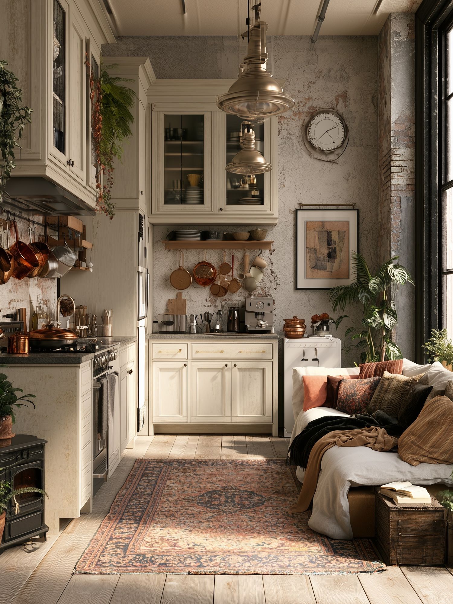 Cozy Industrial Kitchen Interior Poster. poster detail