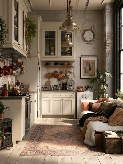 Cozy Industrial Kitchen Interior Poster. poster