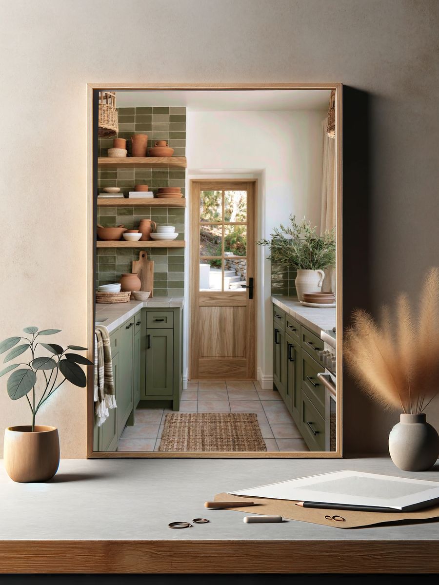 Olive Green Farmhouse Kitchen Photography Poster. — room view 2