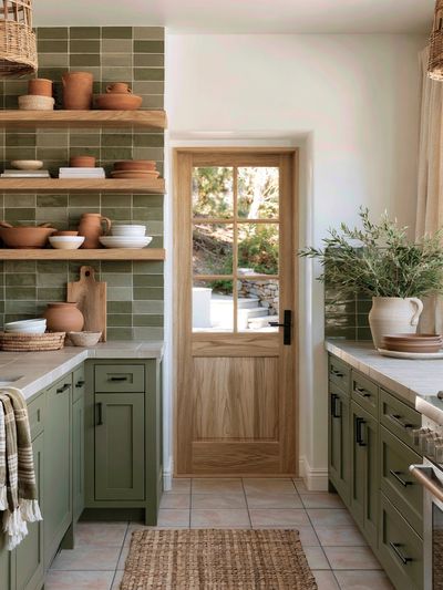 Olive Green Farmhouse Kitchen Photography Poster.