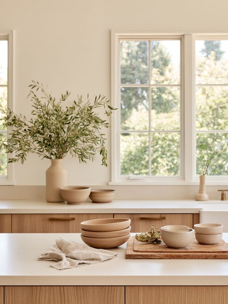 Sunlit Minimal Kitchen Interior Print. poster detail