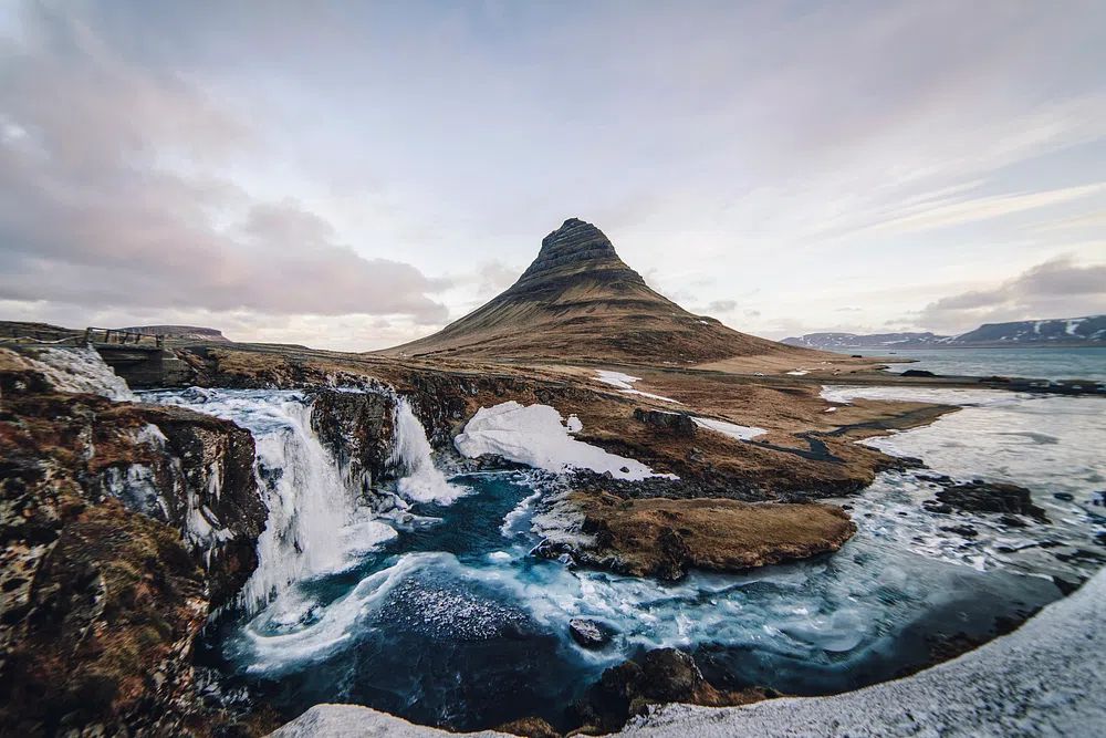Kirkjufell Mountain and Waterfall Poster. poster detail