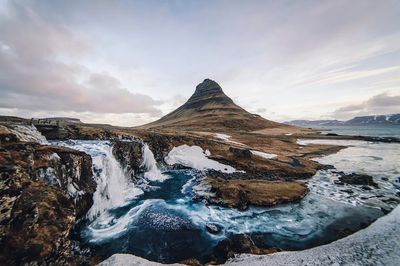 Kirkjufell Mountain and Waterfall Poster. poster