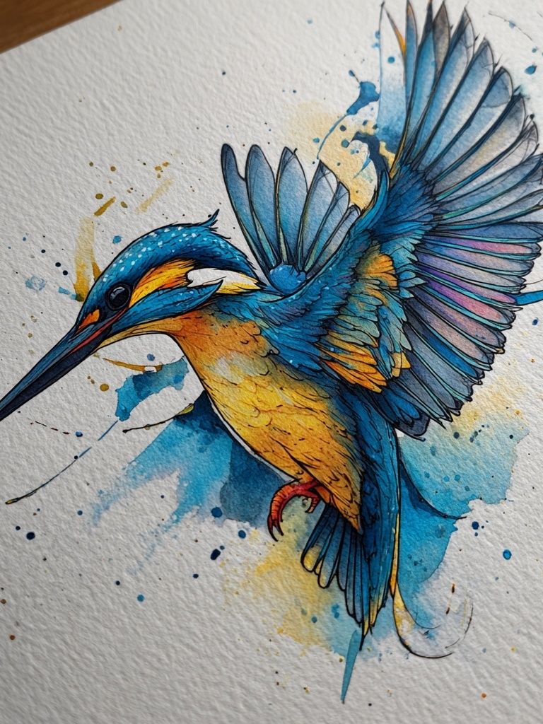 Kingfisher Watercolor Poster. poster — illustration art