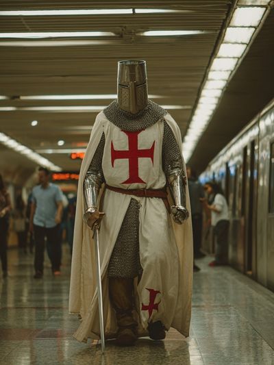 Knight in Subway Photography Poster. poster