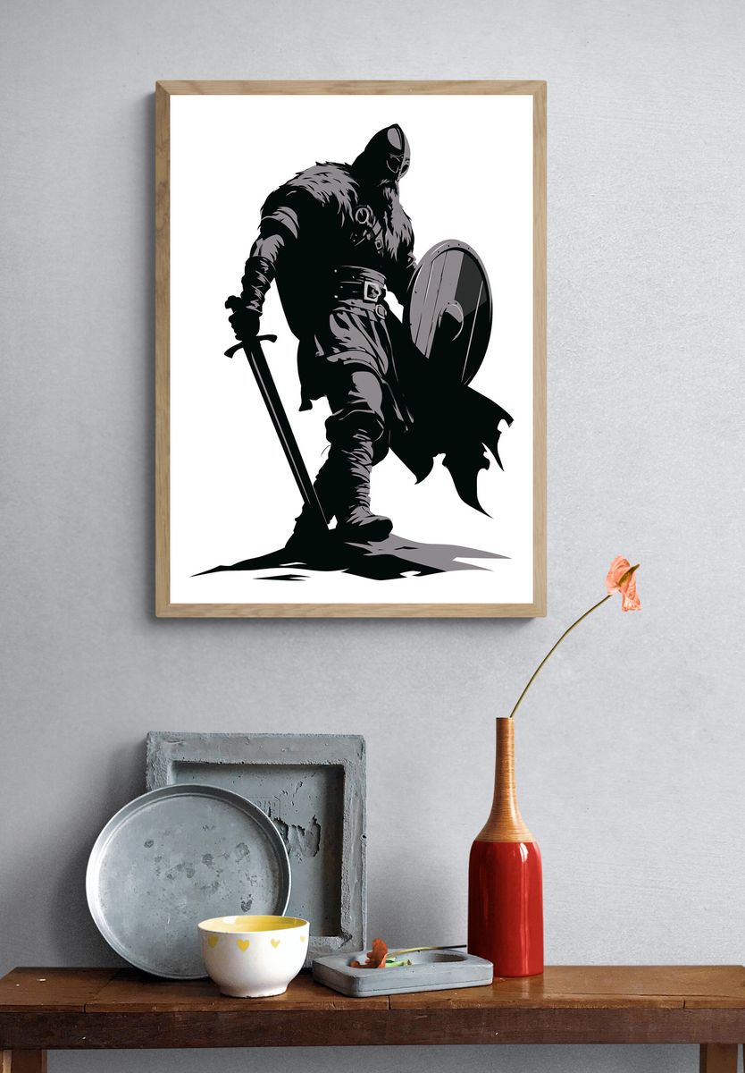 Armored Knight Illustration Poster. — room view 3