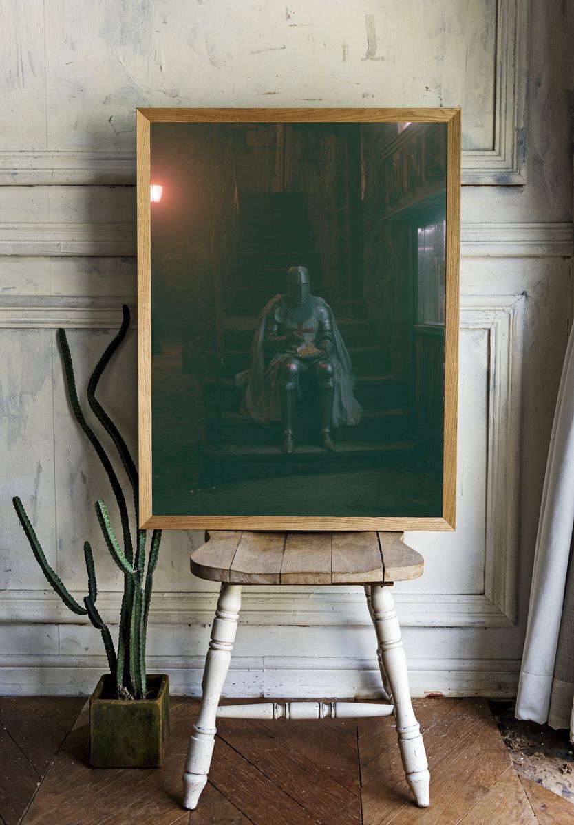 Knight in Alley Photography Poster. — room view 1