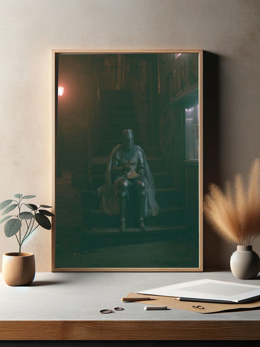 Knight in Alley Photography Poster. — room view 2