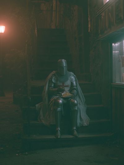 Knight in Alley Photography Poster. poster print