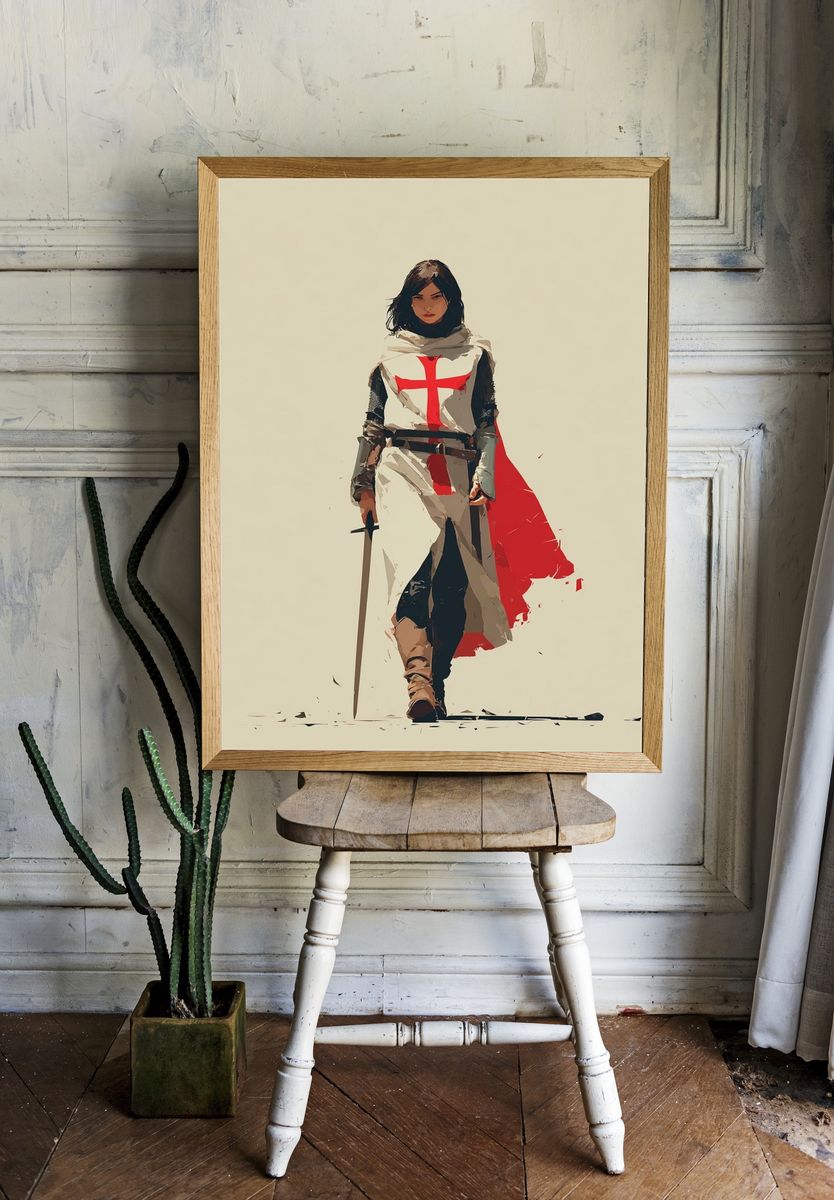 Crusader Knight — Digital Art Print. room preview