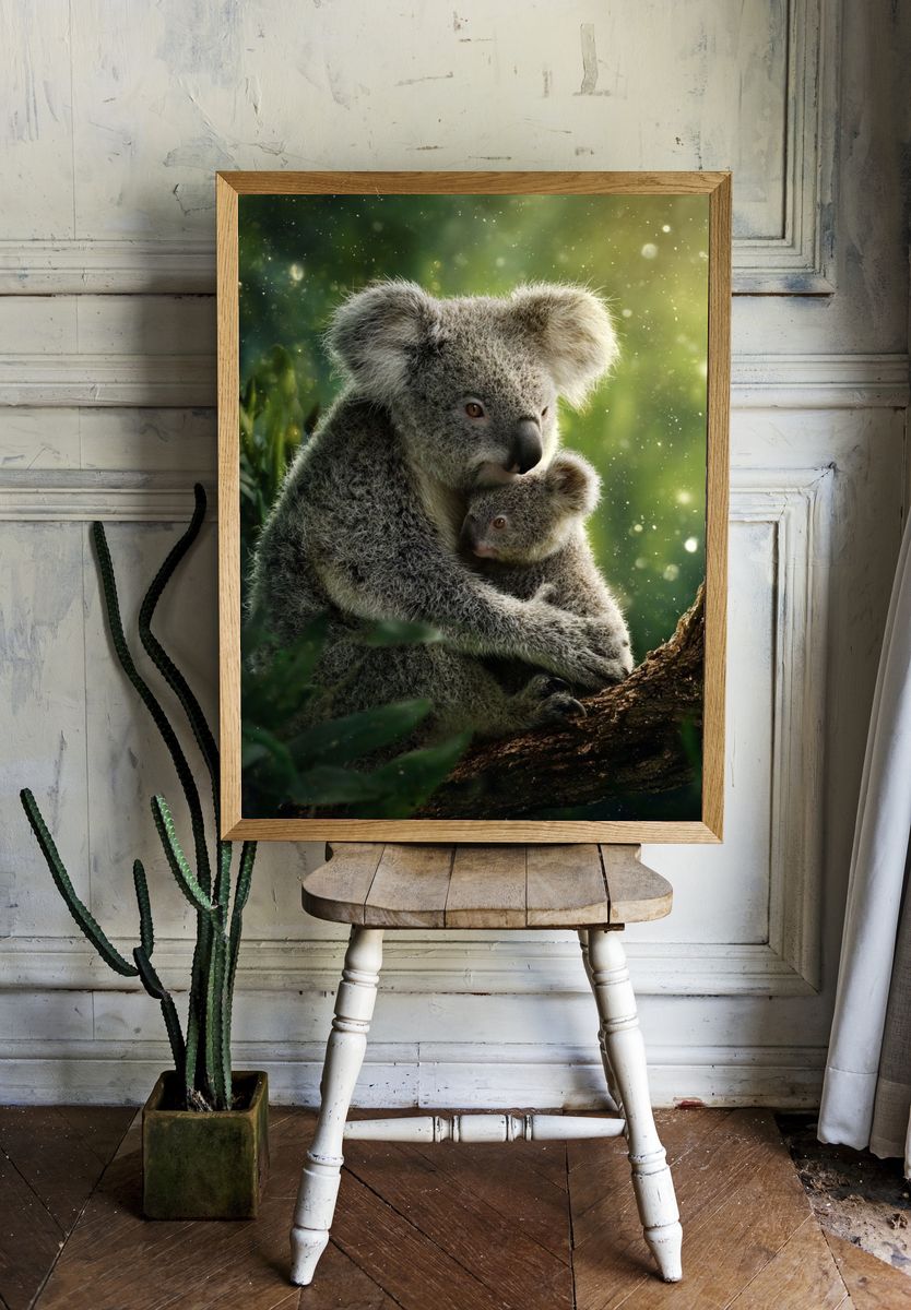 Koala Mother and Joey Nature Poster room preview