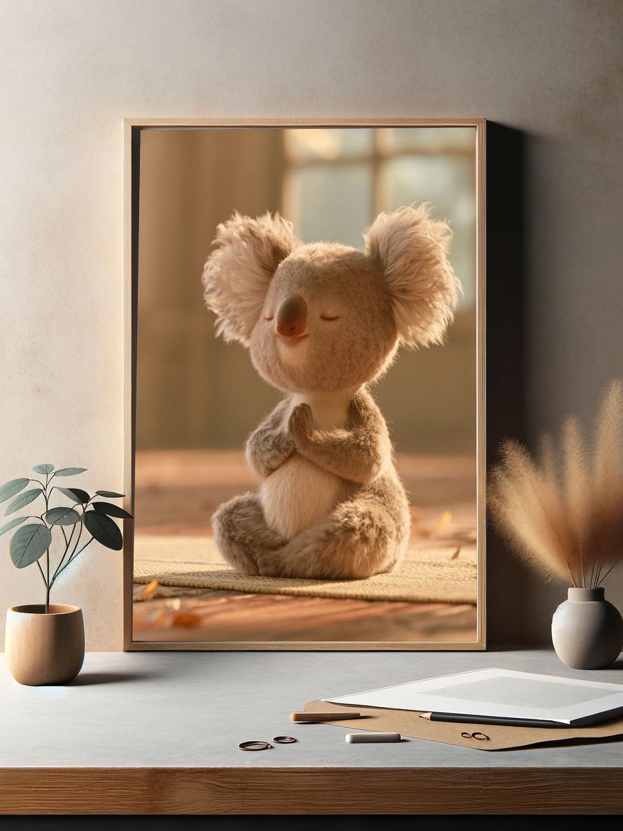 Meditating Koala Nursery Print. — room view 2