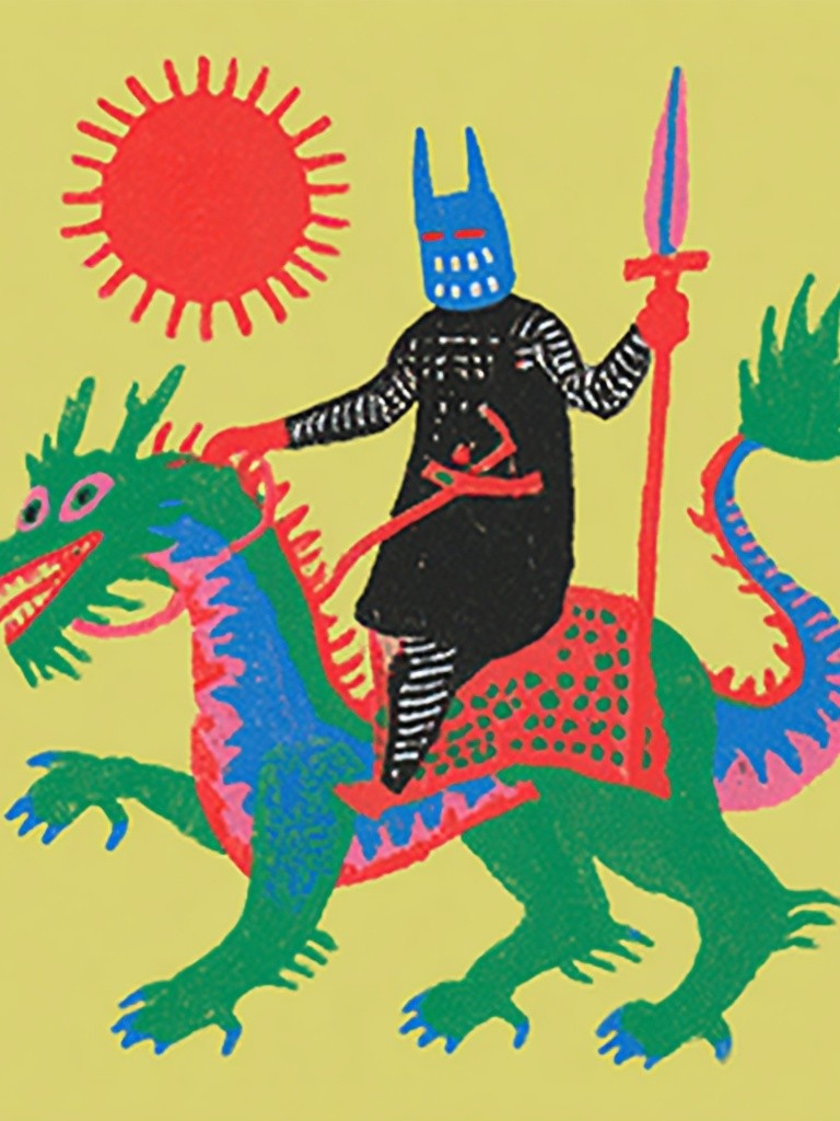 Knight on Dragon — Colorful Print. poster detail
