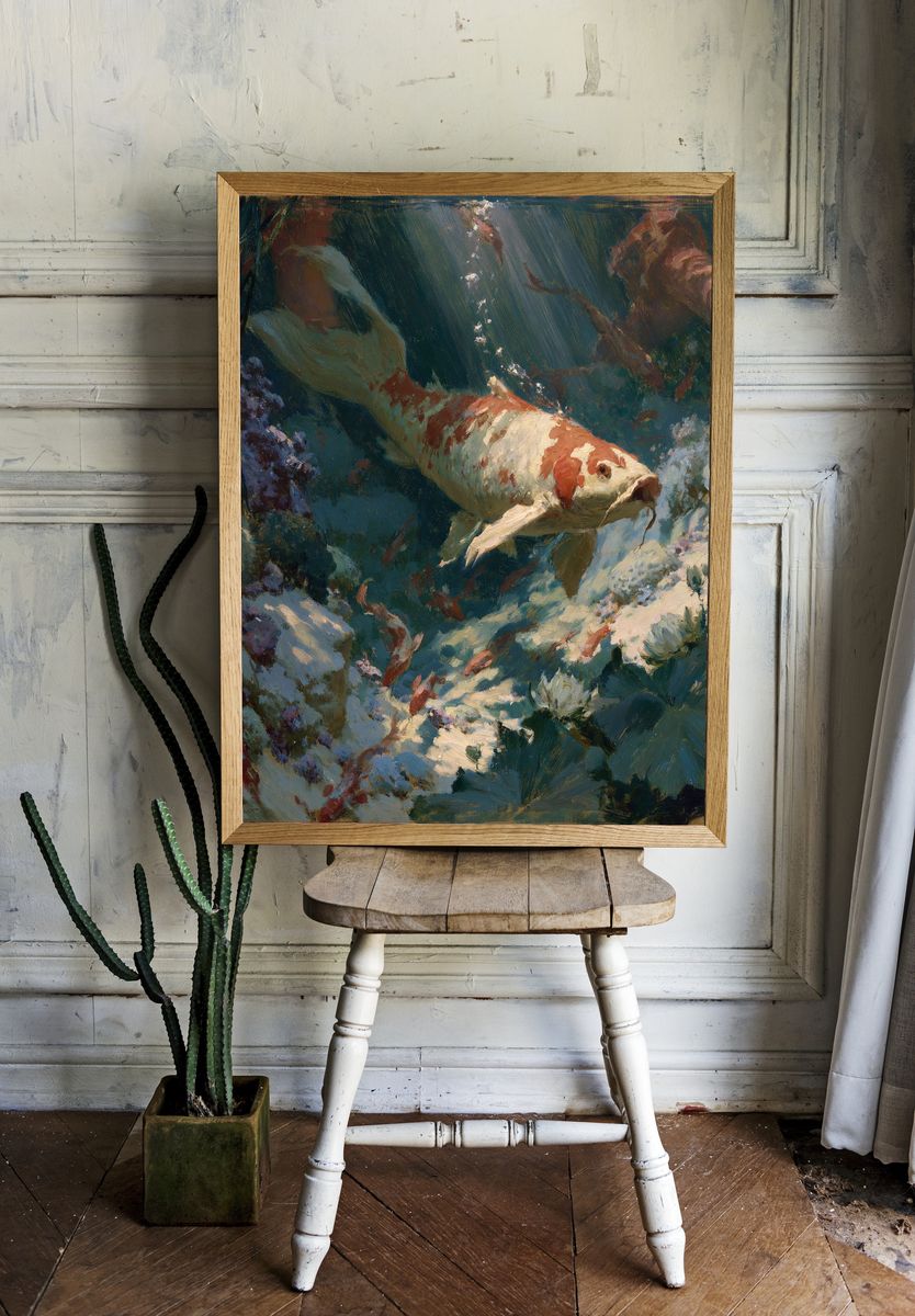 Koi Fish Underwater Fine-Art Print. — room view 1