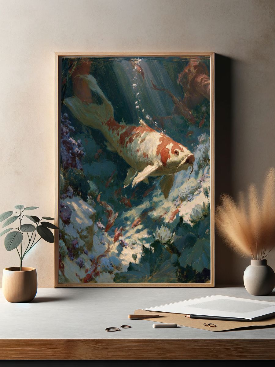 Koi Fish Underwater Fine-Art Print. — room view 2