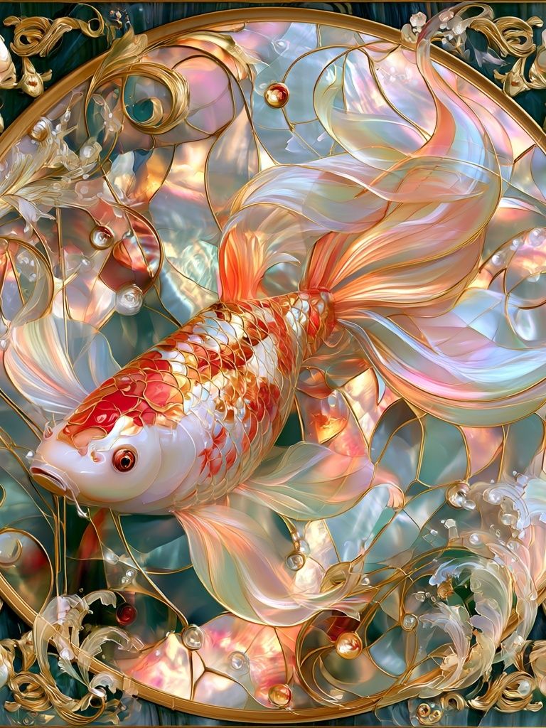 Koi Elegance Illustration Poster. poster detail