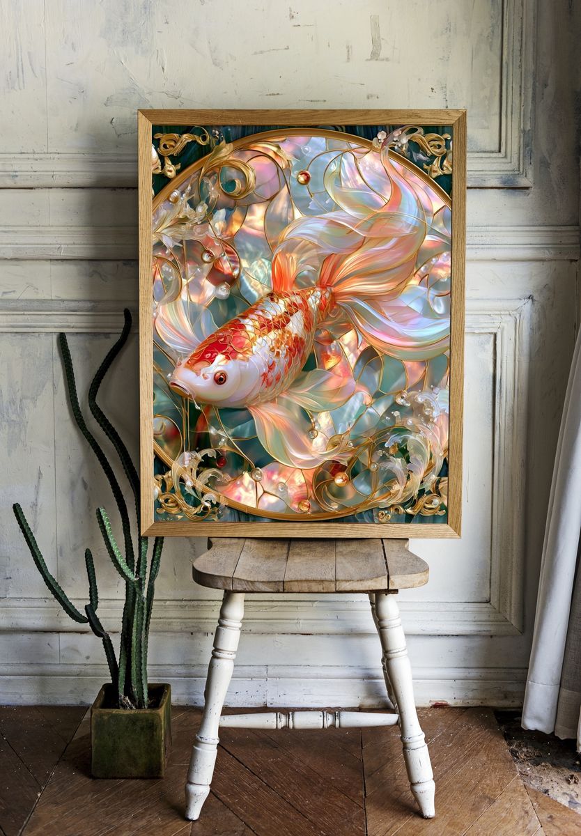 Koi Elegance Illustration Poster. — room view 1