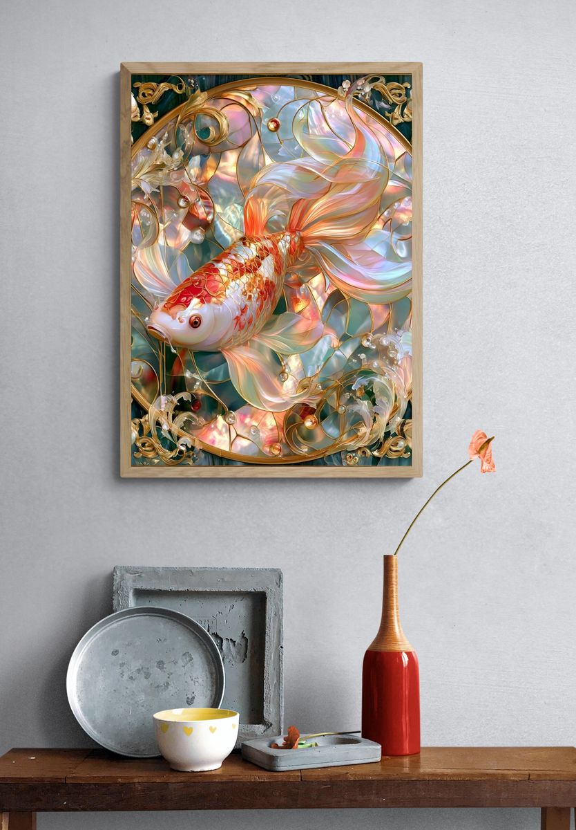 Koi Elegance Illustration Poster. — room view 3