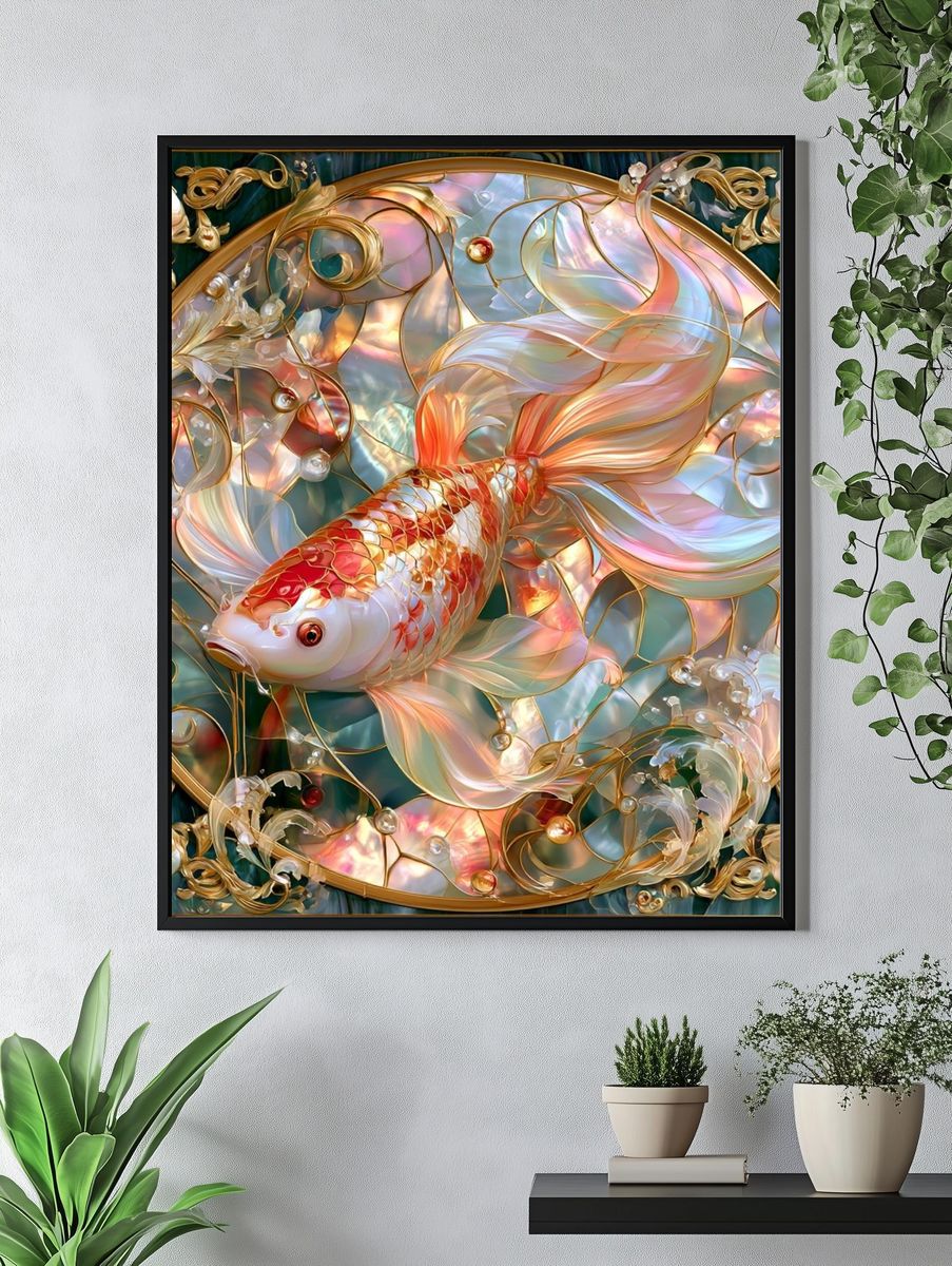 Koi Elegance Illustration Poster. — room view 4