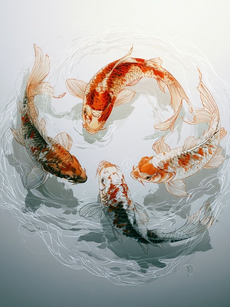 Koi Circle Illustration Poster. poster — illustration art