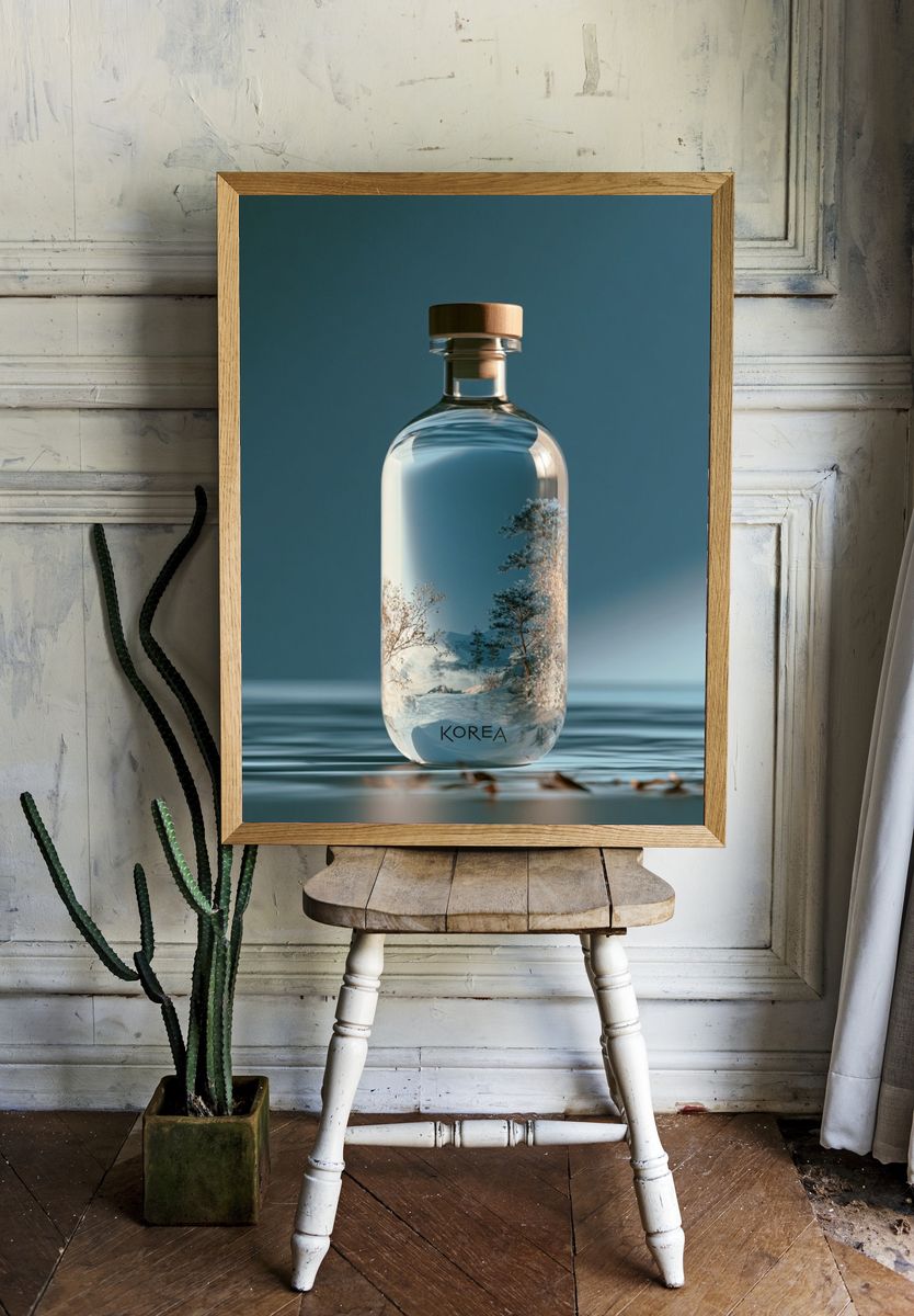 Korea Glass Bottle Photography Poster. — room view 1