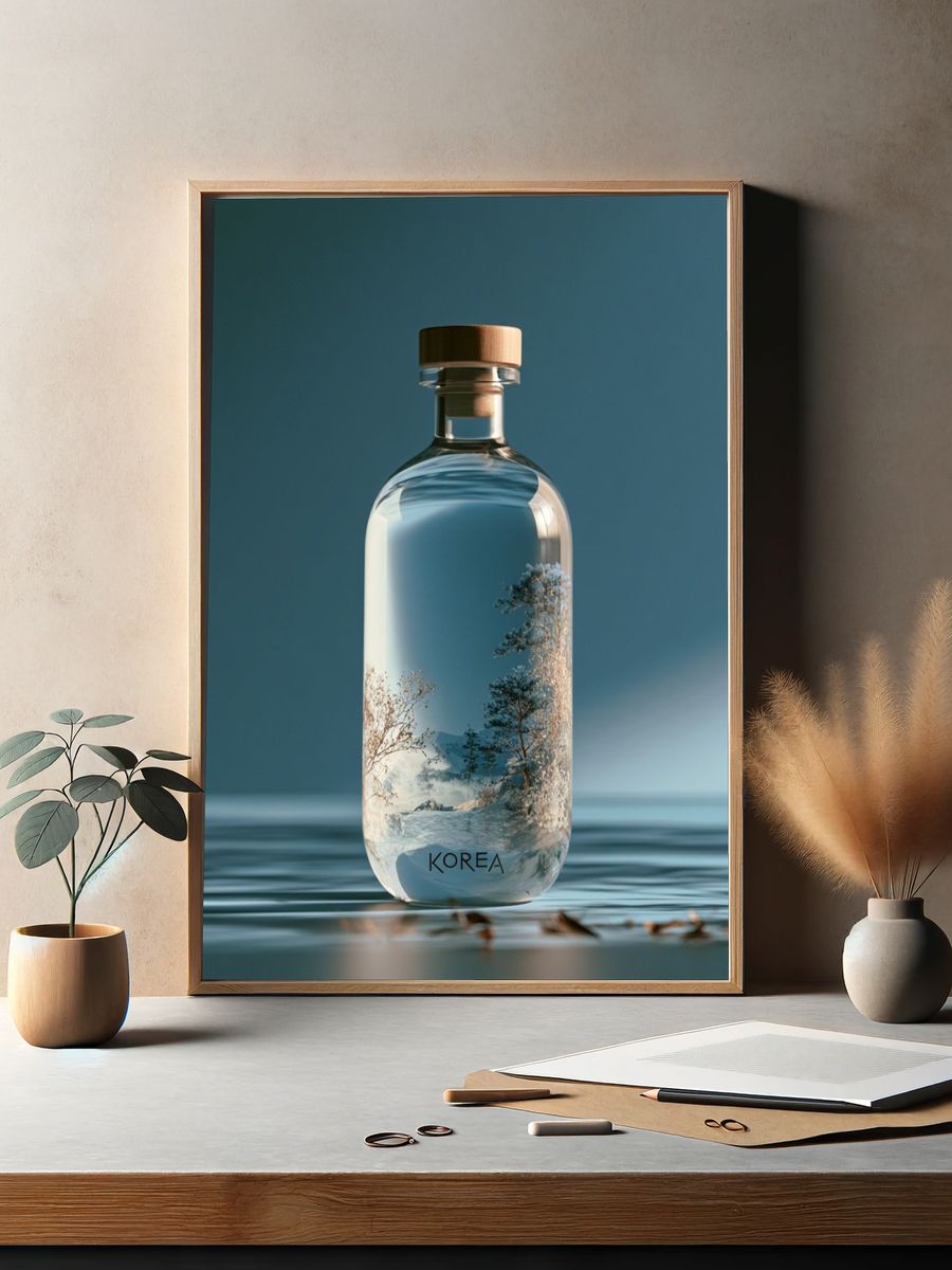 Korea Glass Bottle Photography Poster. — room view 2