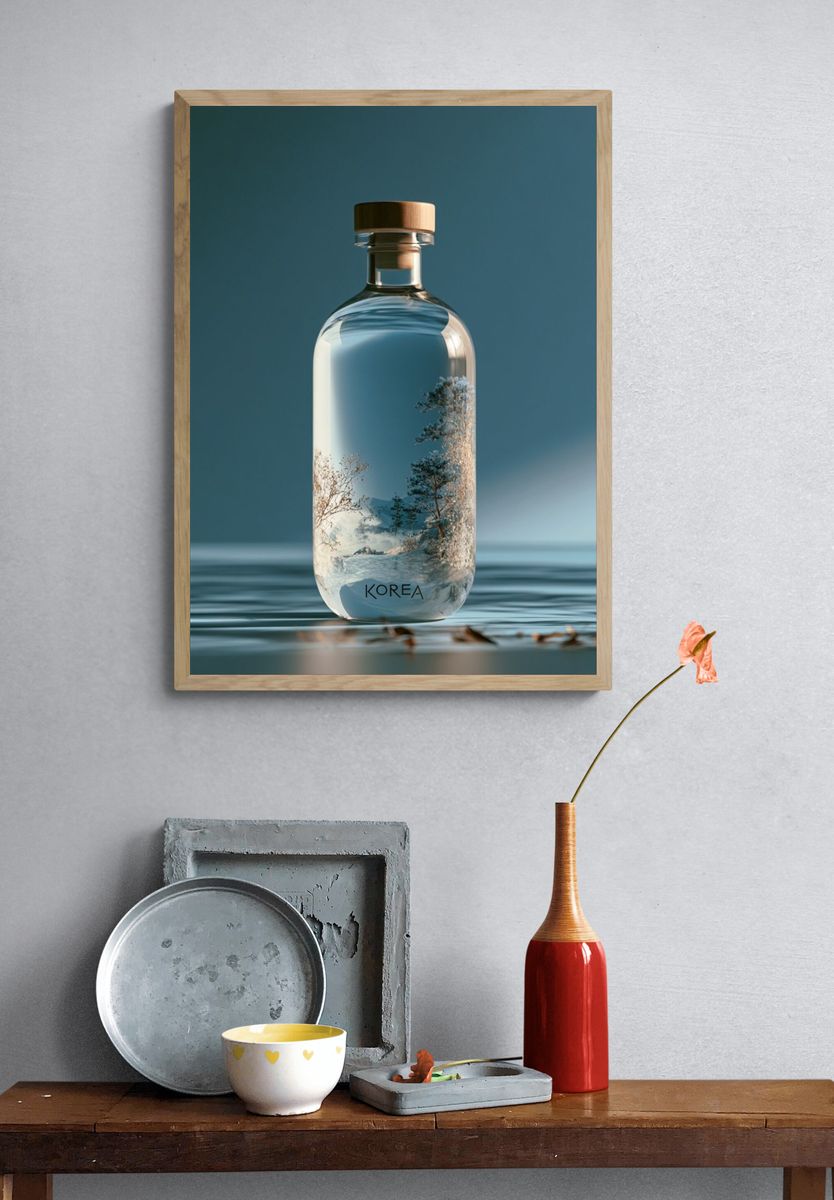 Korea Glass Bottle Photography Poster. — room view 3