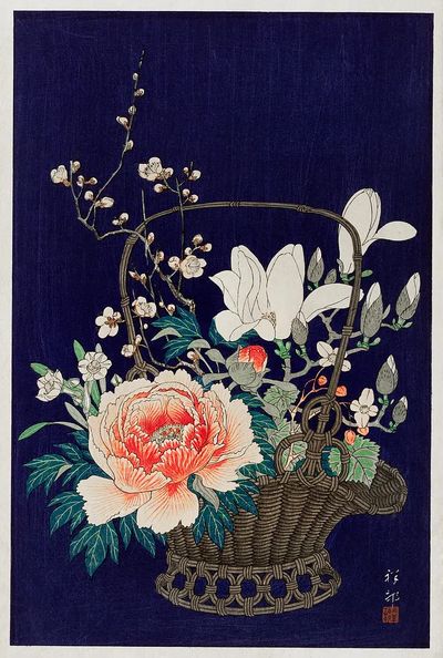 Bamboo flower basket (1932) Ohara. poster print