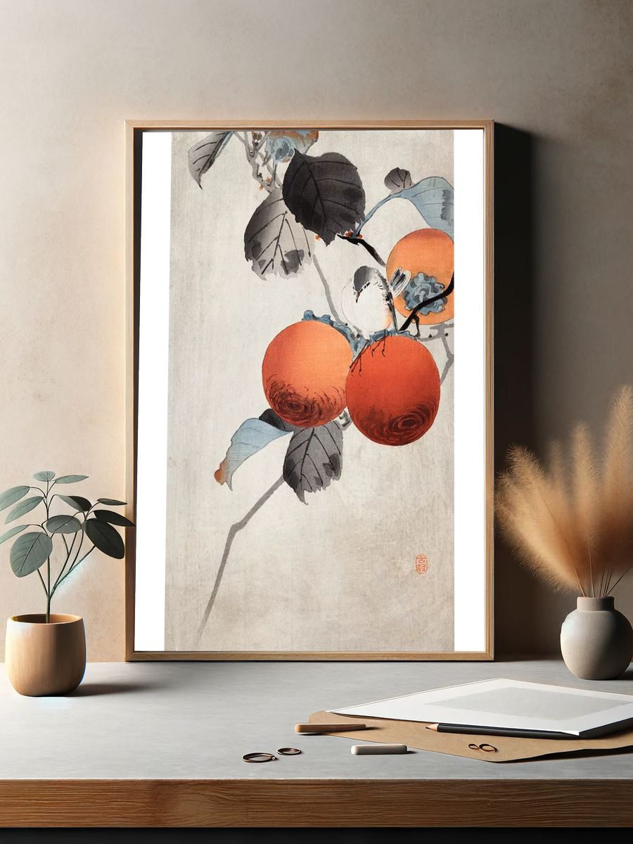 Nuthatcher atop Persimmons (ca. 1910). — room view 2