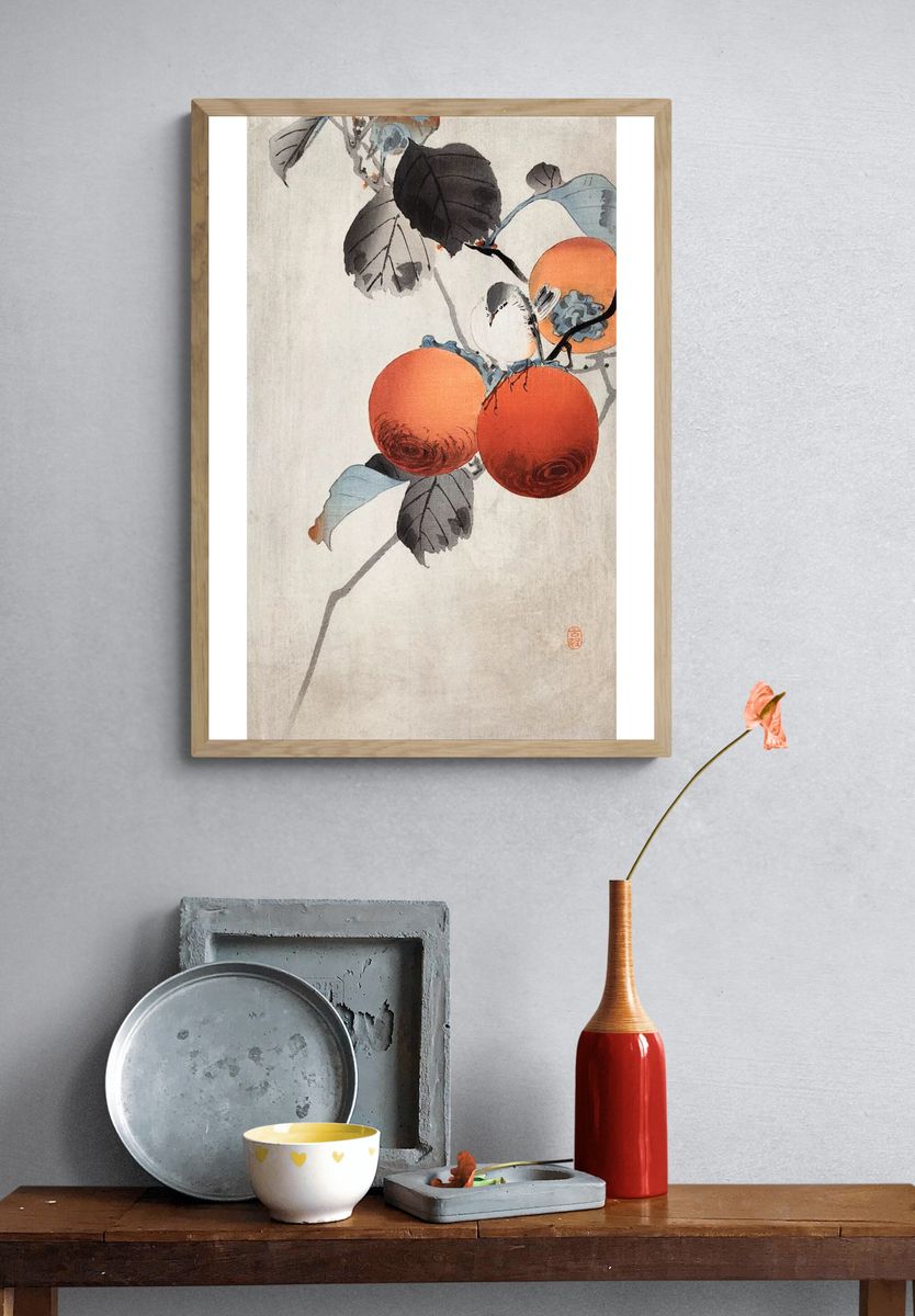 Nuthatcher atop Persimmons (ca. 1910). — room view 3