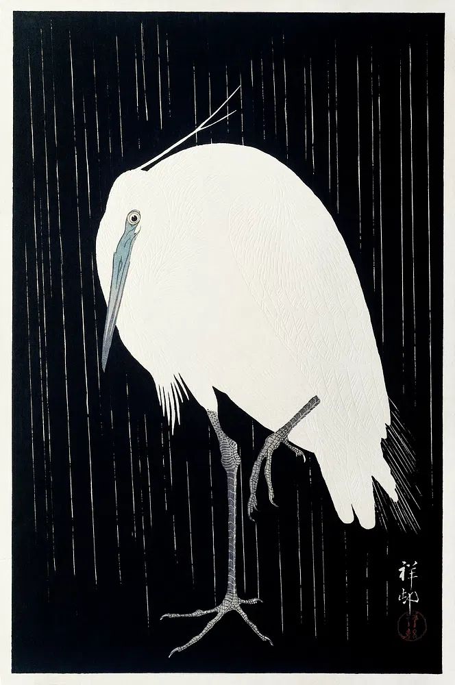 Egret rain (1925 - 1936). poster — fine-art art