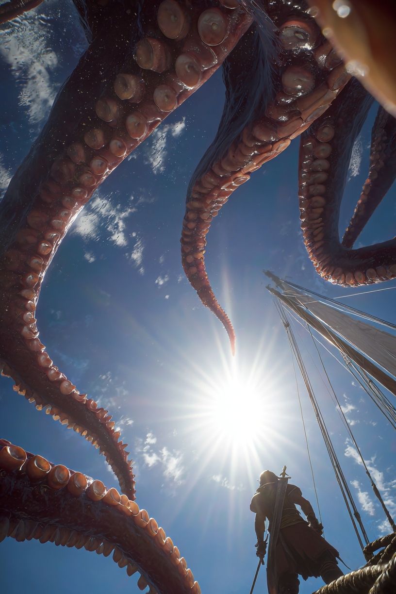 Kraken Attack Fantasy Poster. poster — illustration art
