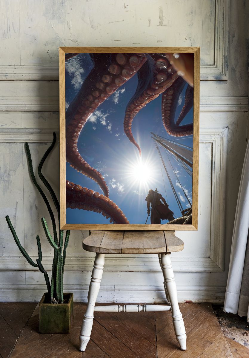 Kraken Attack Fantasy Poster. room preview