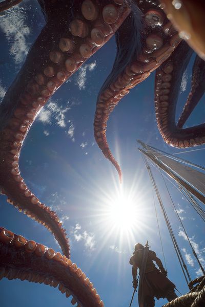 Kraken Attack Fantasy Poster. poster