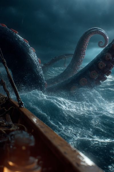 Kraken Emerges — Fantasy Print. poster print