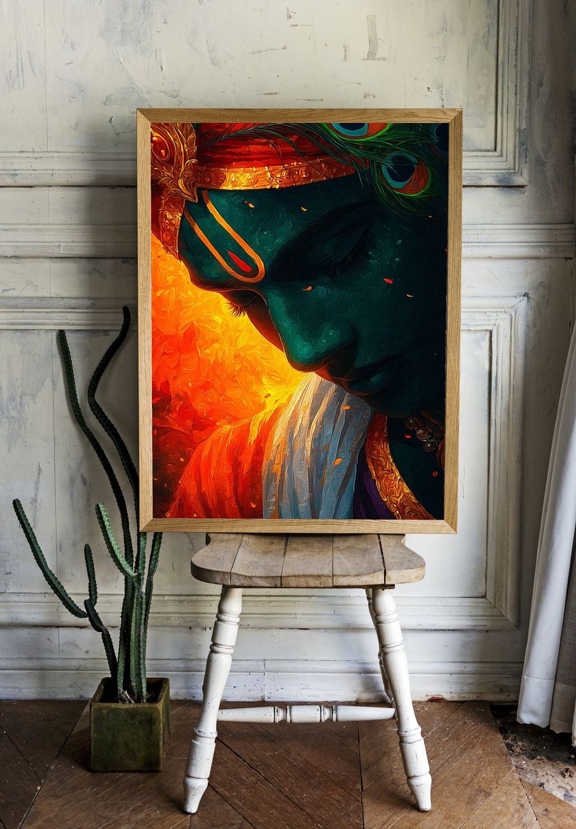 Divine Krishna — Fine Art Print room preview
