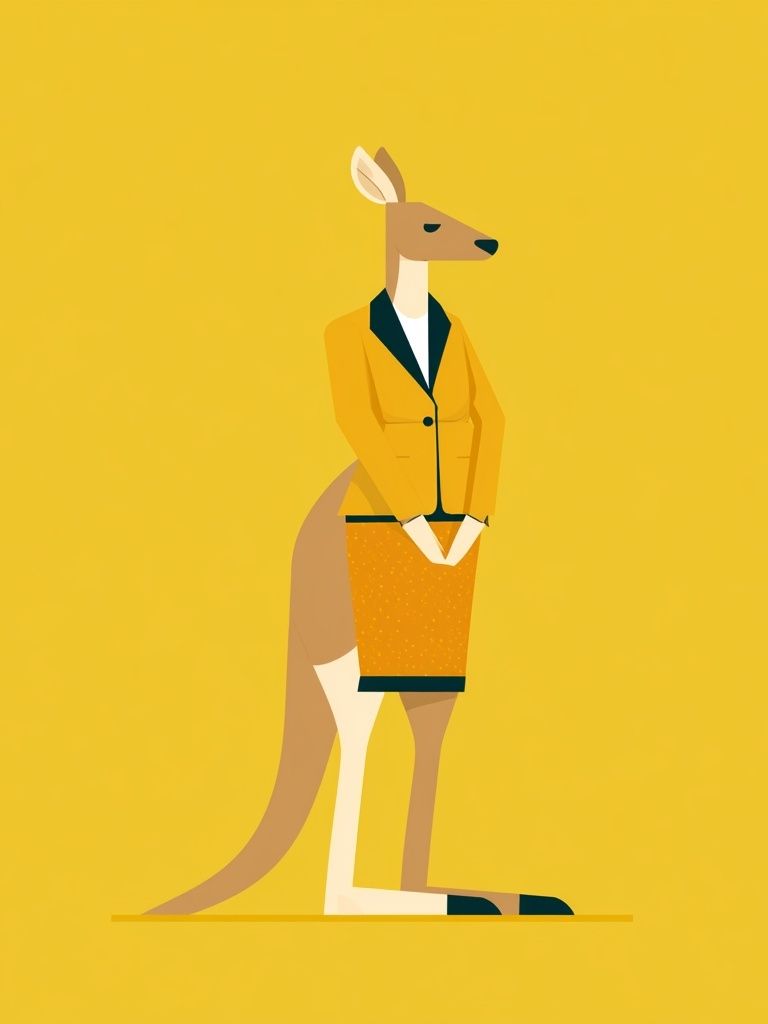 Kangaroo in Suit Illustration Poster. poster detail