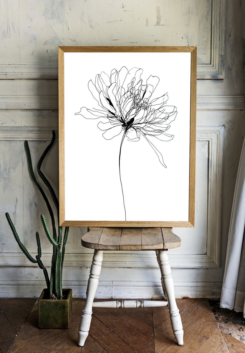 Line Art Flower Poster. — room view 1