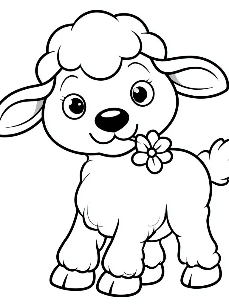 Cute Lamb Cartoon Print. poster — animals art