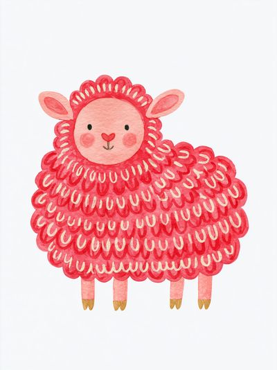 Pink Lamb Watercolor Poster. poster