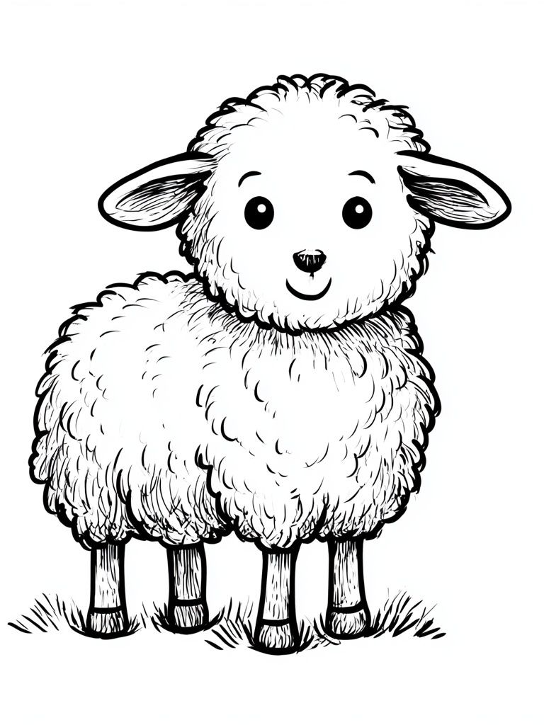 Cute Lamb Line Art Poster. poster — illustration art